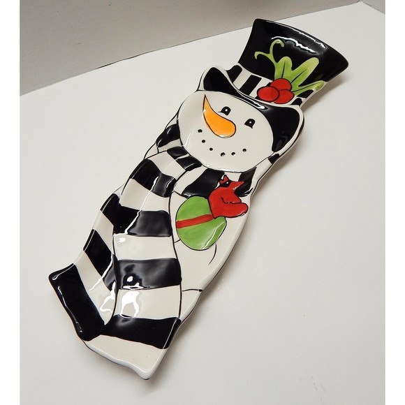 Fitz & Floyd Frosty's Frolic Elongated 15” Platter Tray Snowman 2010 Holiday - Picture 1 of 12
